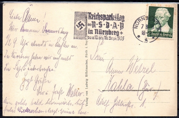 Propagandakarte Reichsparteitag Nürnberg.